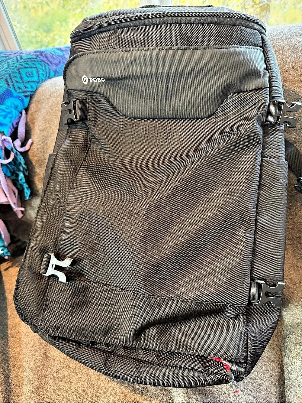 P Poso Black Travel Backpack